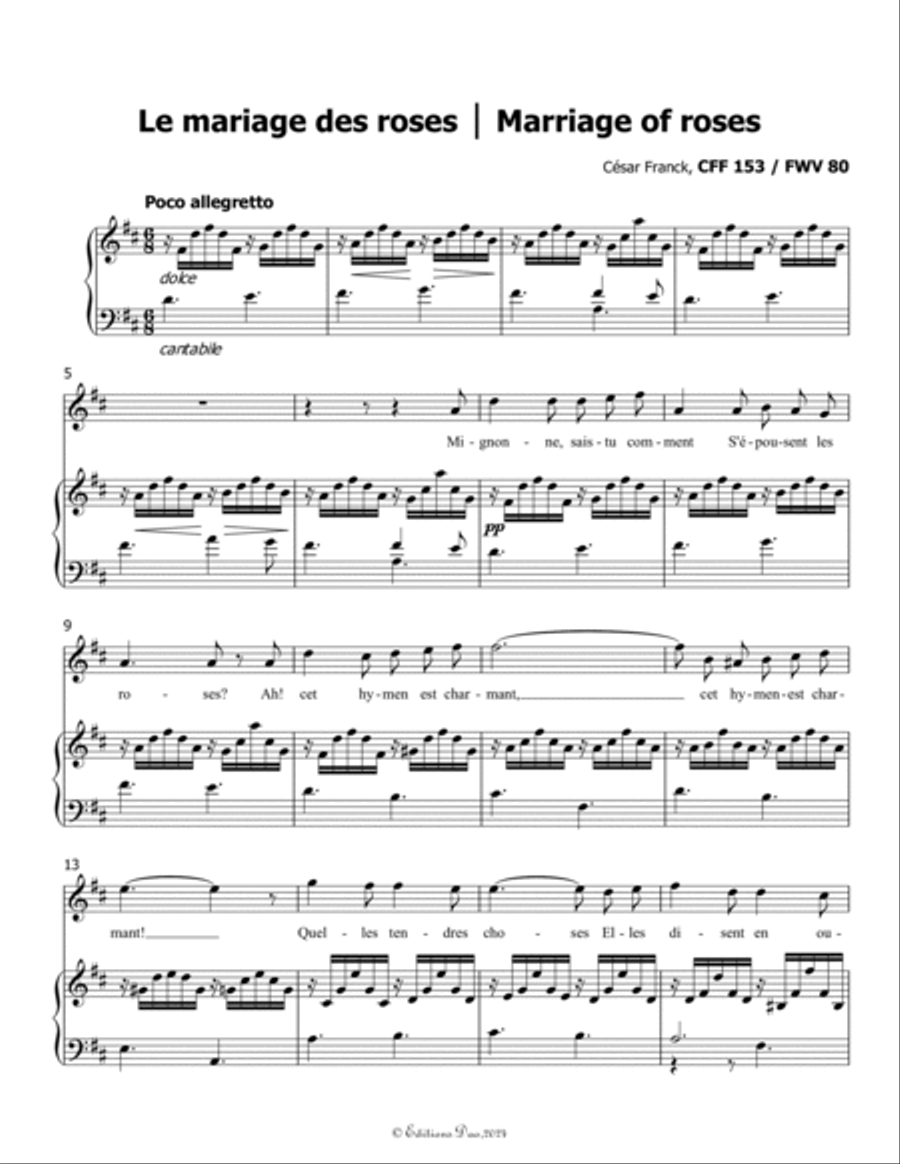 Le mariage des roses, by César Franck, in D Major Voice scores gallery preview page 3