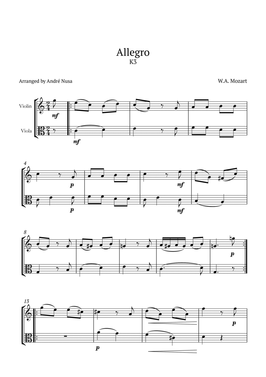 Allegro K3 String Duet scores gallery preview page 1