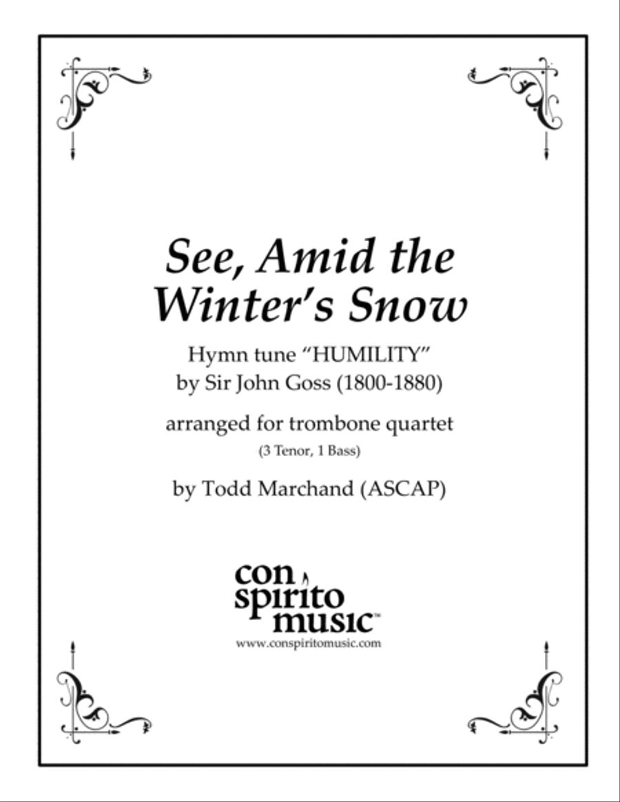 See, Amid the Winter's Snow - trombone quartet (or euphoniums/tuba, cellos/bass) Brass Quartet scores gallery preview page 1