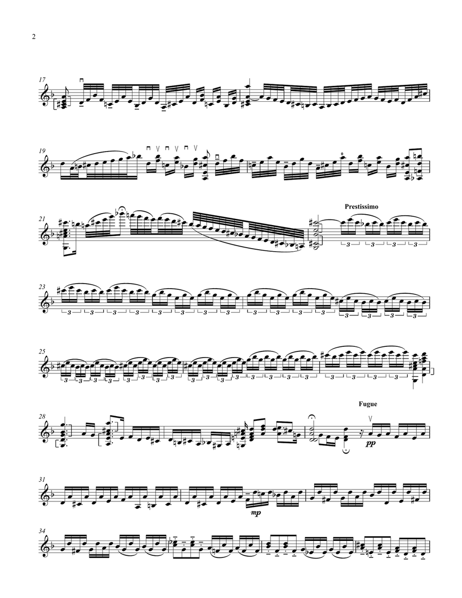 Toccata And Fugue for solo violin BWV 565 (in d minor) Violin Solo scores gallery preview page 2