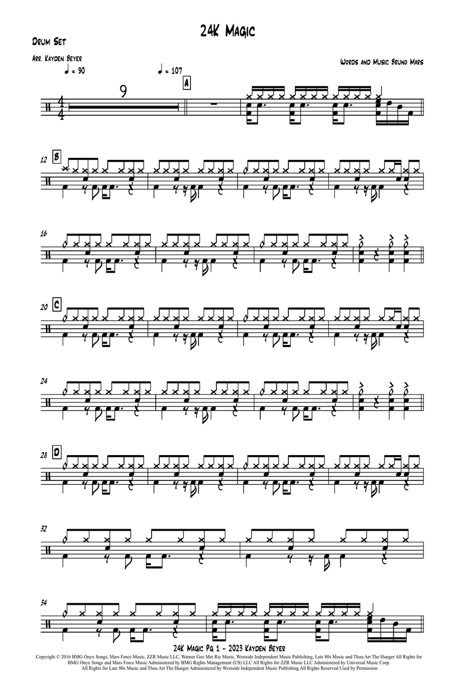 24k Magic - Score Only Jazz Ensemble scores gallery preview page 1