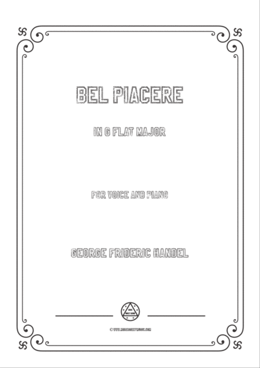 Handel-Bel piacere in G flat Major,for Voice and Piano Voice Solo scores gallery preview page 1