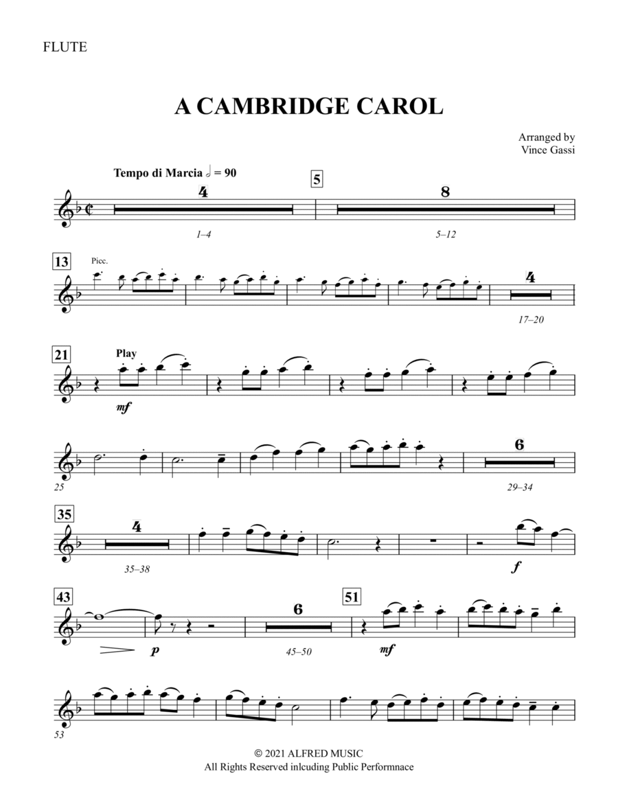 A Cambridge Carol: Flute A Cambridge Carol: Flute Full Orchestra scores gallery preview page 1
