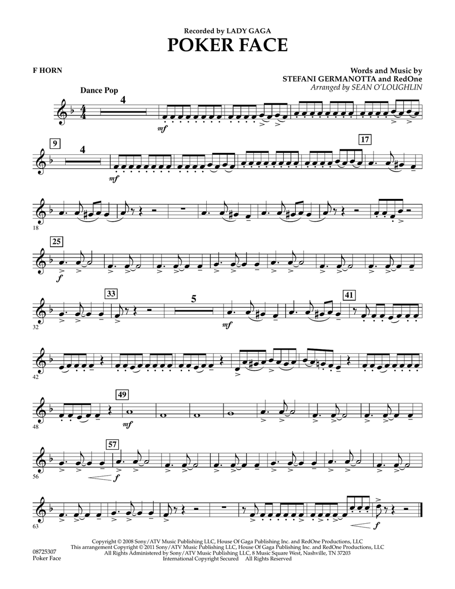 Poker Face - F Horn Concert Band scores gallery preview page 1