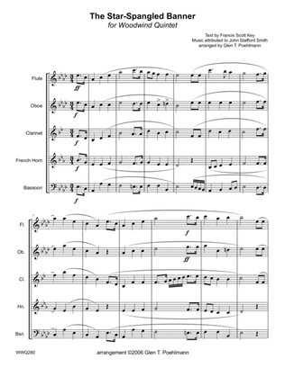 STAR-SPANGLED BANNER for WOODWIND QUINTET (unaccompanied)