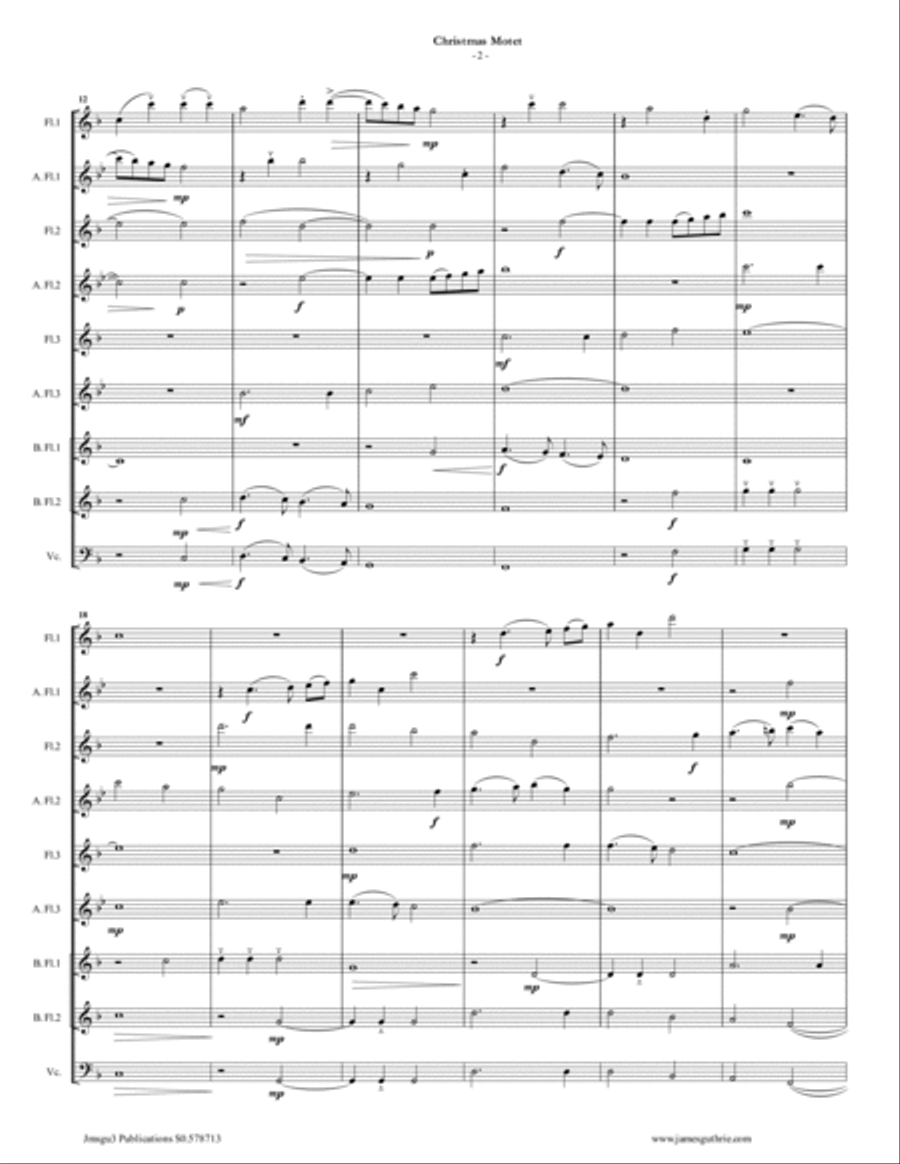 Mouton: Christmas Motet for Flute Choir Flute Choir scores gallery preview page 2