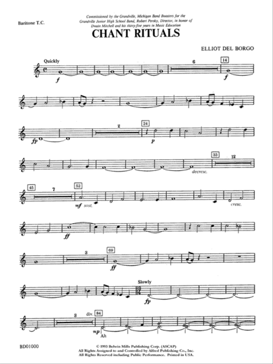 Chant Rituals: Baritone T.C. Concert Band scores gallery preview page 1
