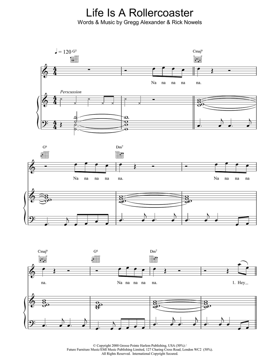 Life is a Rollercoaster Piano, Vocal, Guitar scores gallery preview page 1