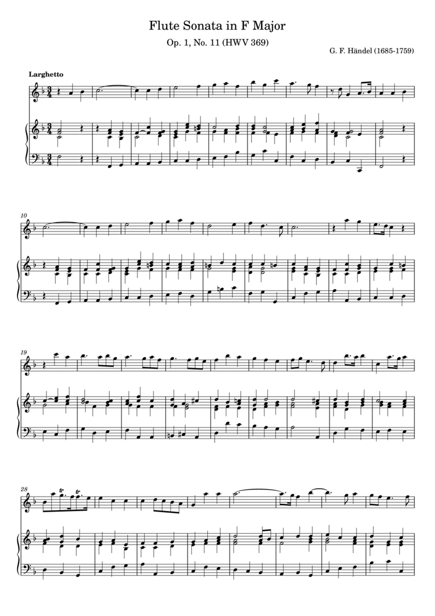 Handel Flute Sonata in F Op 1 No 11 HWM 369