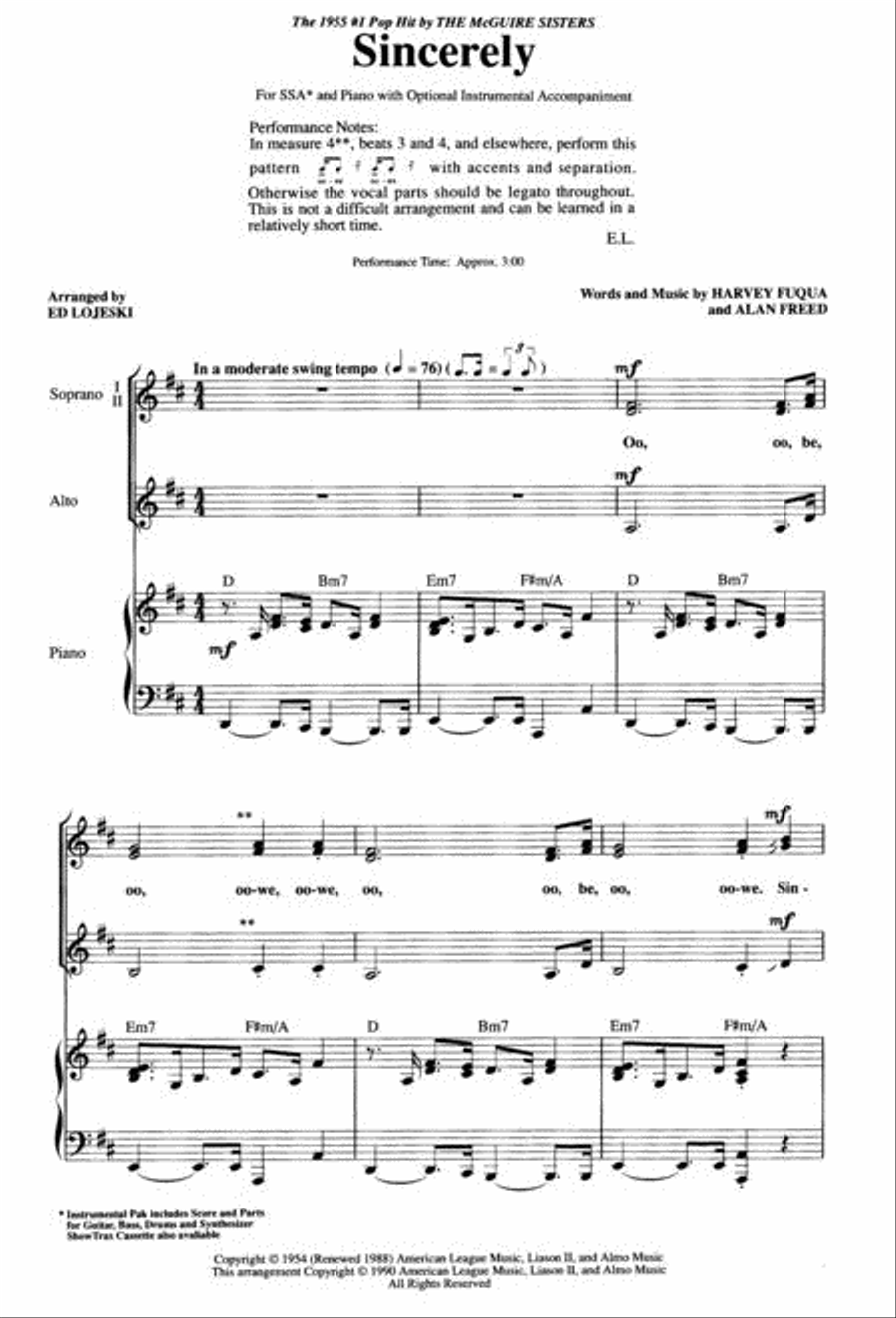 Sincerely SSA scores gallery preview page 2