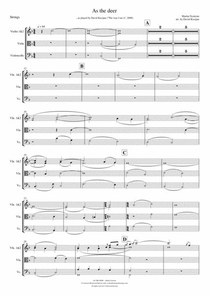 As the deer - complete arrangement (piano, violin, viola, cello, flute, clarinet, saxophone, bass guitar) image number null