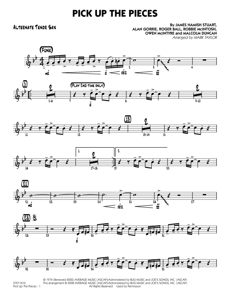 Pick up the Pieces - Alternate Tenor Sax Jazz Ensemble scores gallery preview page 1