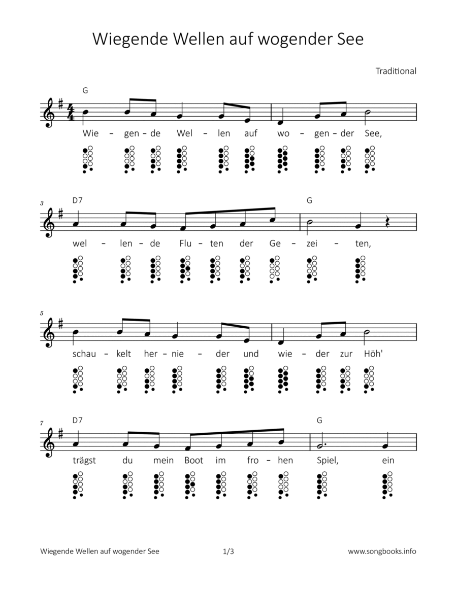 Wiegende Wellen auf wogender See ocarina scores gallery preview page 1