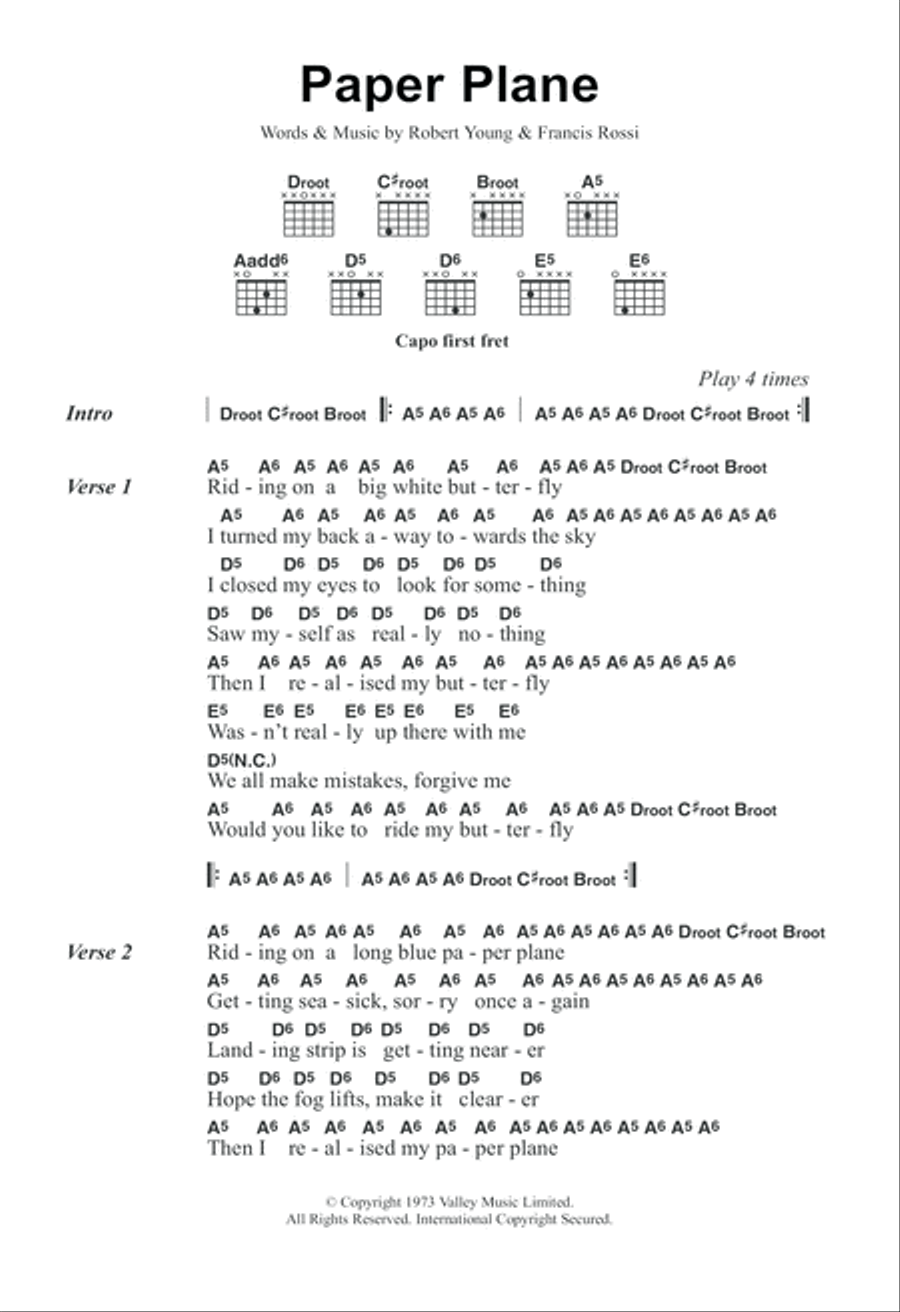 Paper Plane Acoustic Guitar scores gallery preview page 1