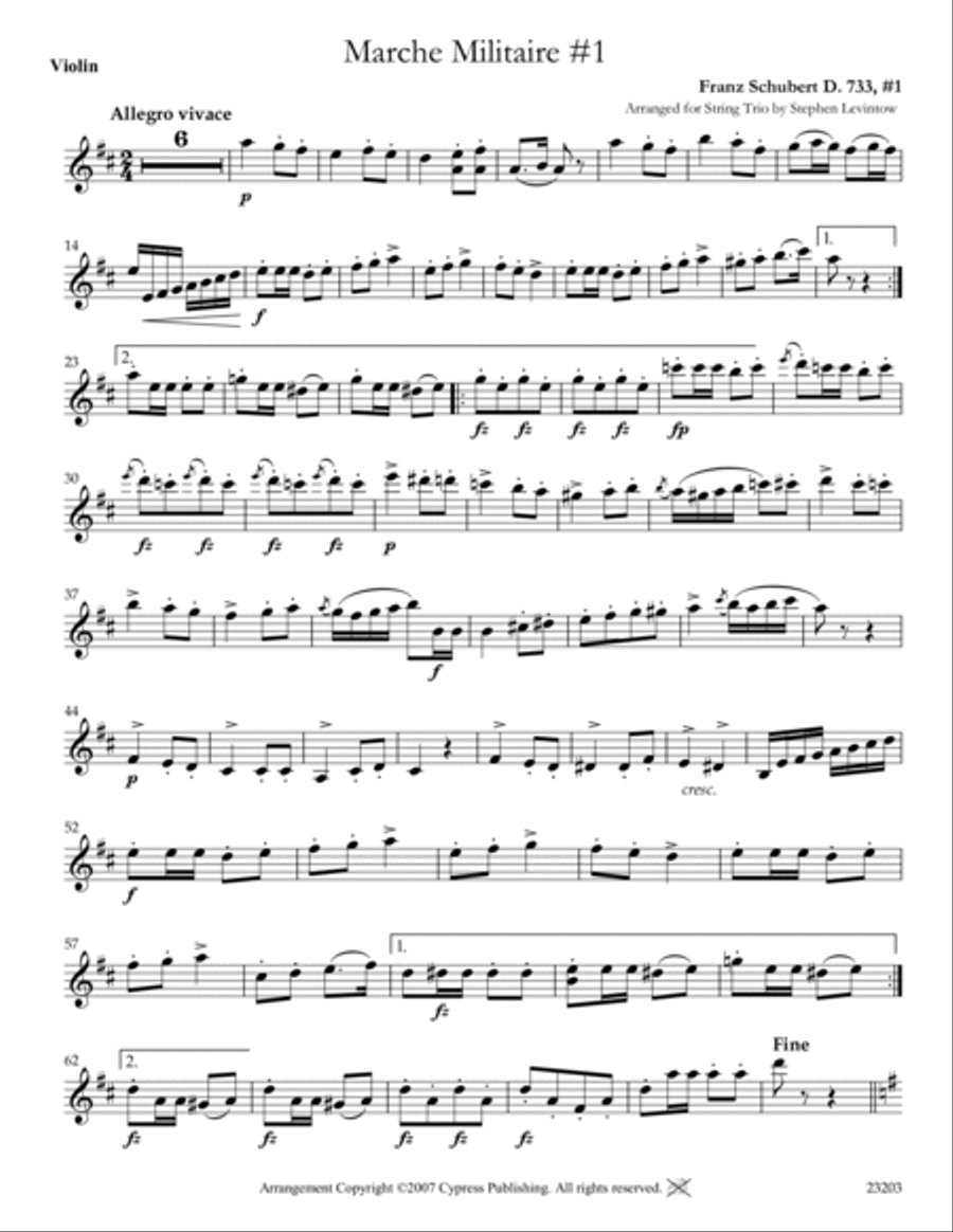 Marche Militaire #1 String Trio scores gallery preview page 5