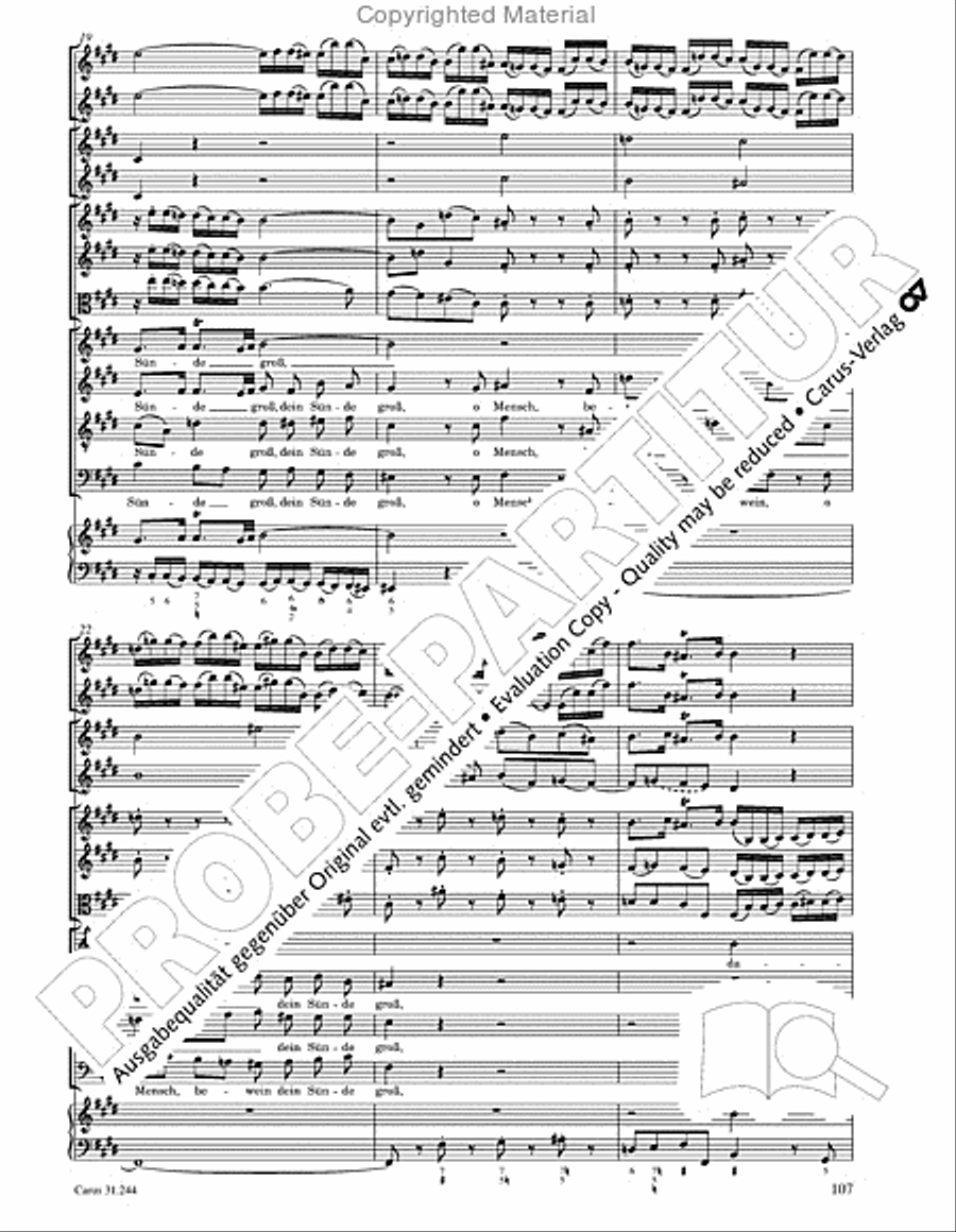 St. Matthew Passion (Matthaus-Passion) 4-Part scores gallery preview page 109