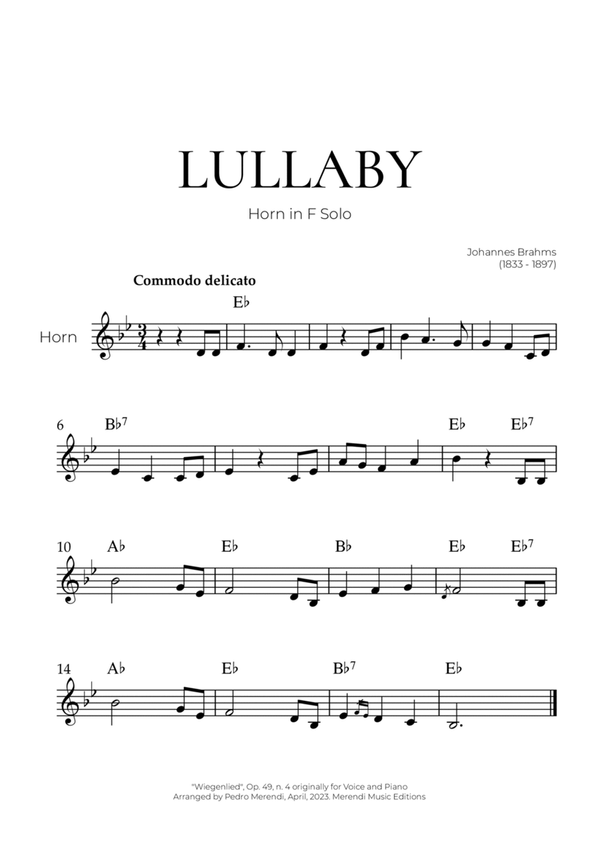 Lullaby (French Horn Solo) - Johannes Brahms image number null