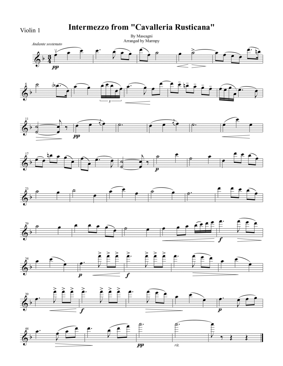 Intermezzo from Cavelleria Rusticana (arranged for String Trio) image number null