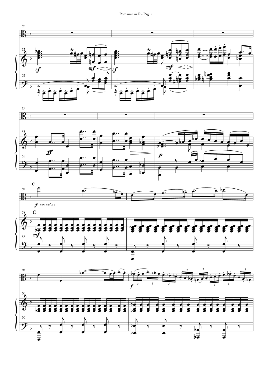 Romance in F for Viola and Piano Piano scores gallery preview page 5