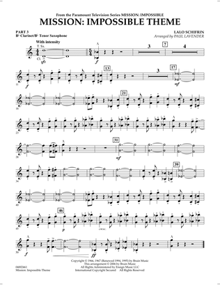 Mission: Impossible Theme (arr. Paul Lavender) - Pt.3 - Bb Clarinet/Tenor Sax