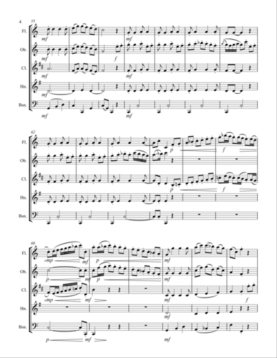 Boccherini - “Minuetto” (for Saxophone Quintet SATTB) Saxophone Quintet scores gallery preview page 5