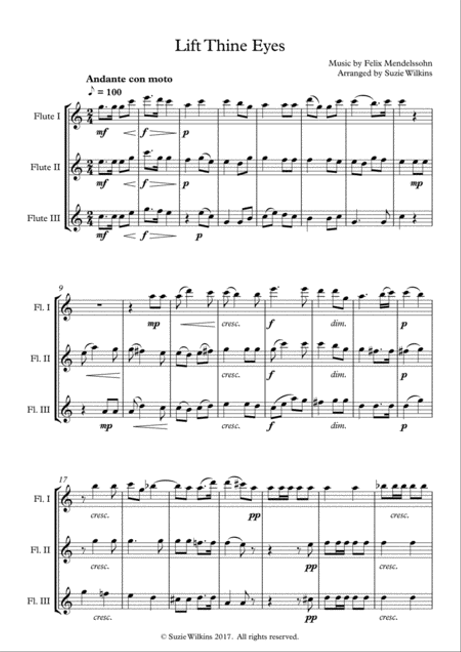 Lift Thine Eyes from Mendelssohn's Elijah for Flute Trio Flute Trio scores gallery preview page 2