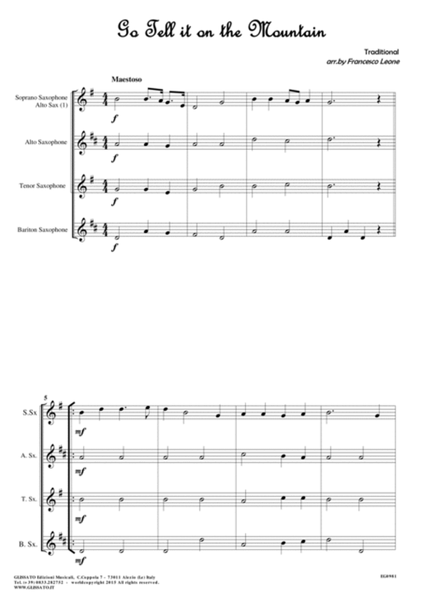 10 Easy Christmas Tunes - Saxophone Quartet satb (score) image number null