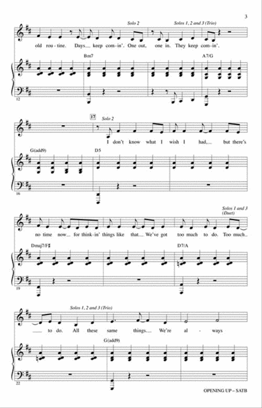 Opening Up (from Waitress) 4-Part scores gallery preview page 3