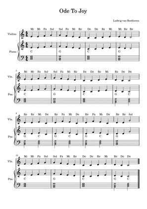 Ode To Joy - Violino e Piano (Notes)