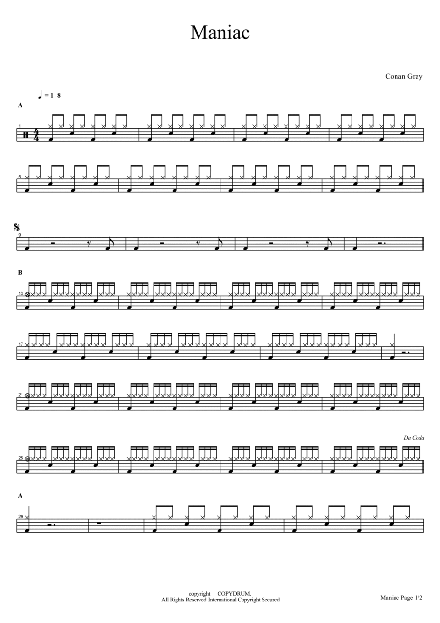 Maniac Drum Set scores gallery preview page 1
