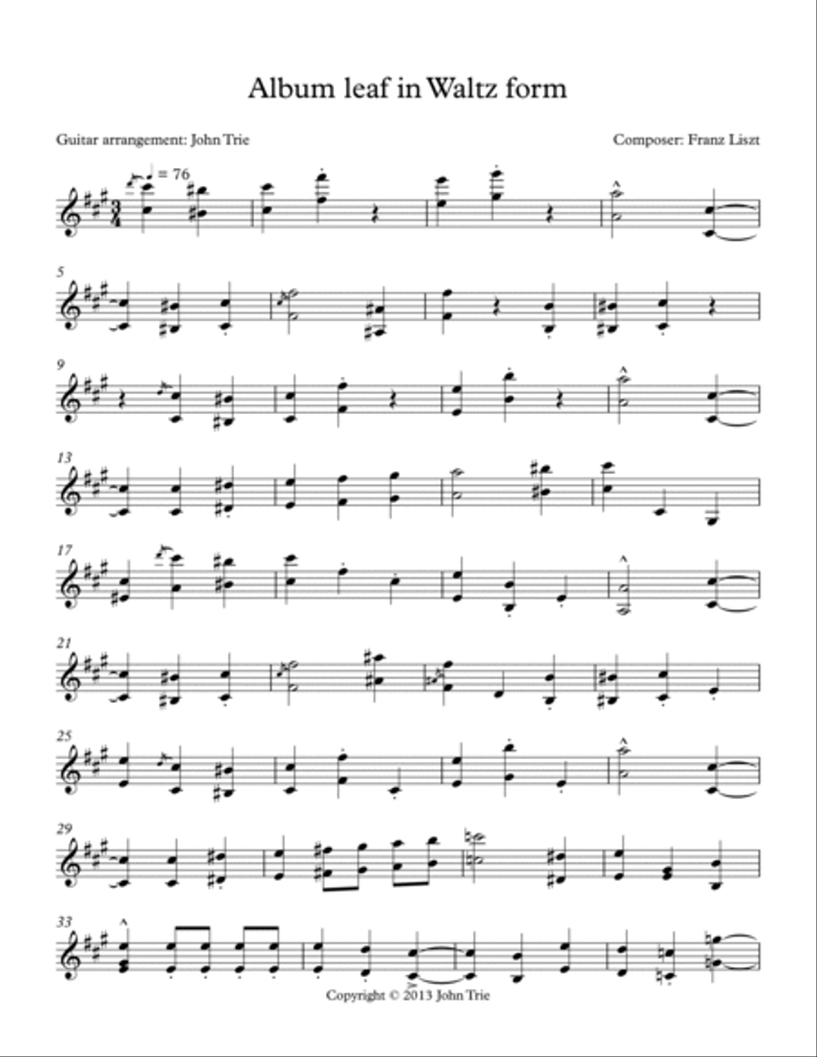 Album leaf in Waltz form Acoustic Guitar scores gallery preview page 2