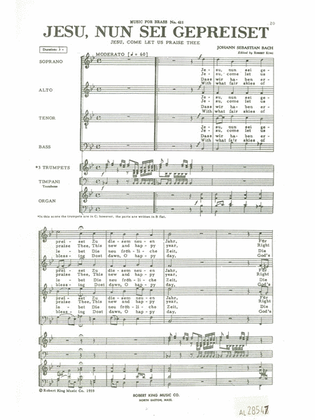 Book cover for Jesu, Nun Sei Gepreiset Bwv41 (choral-mixed Accompanied)