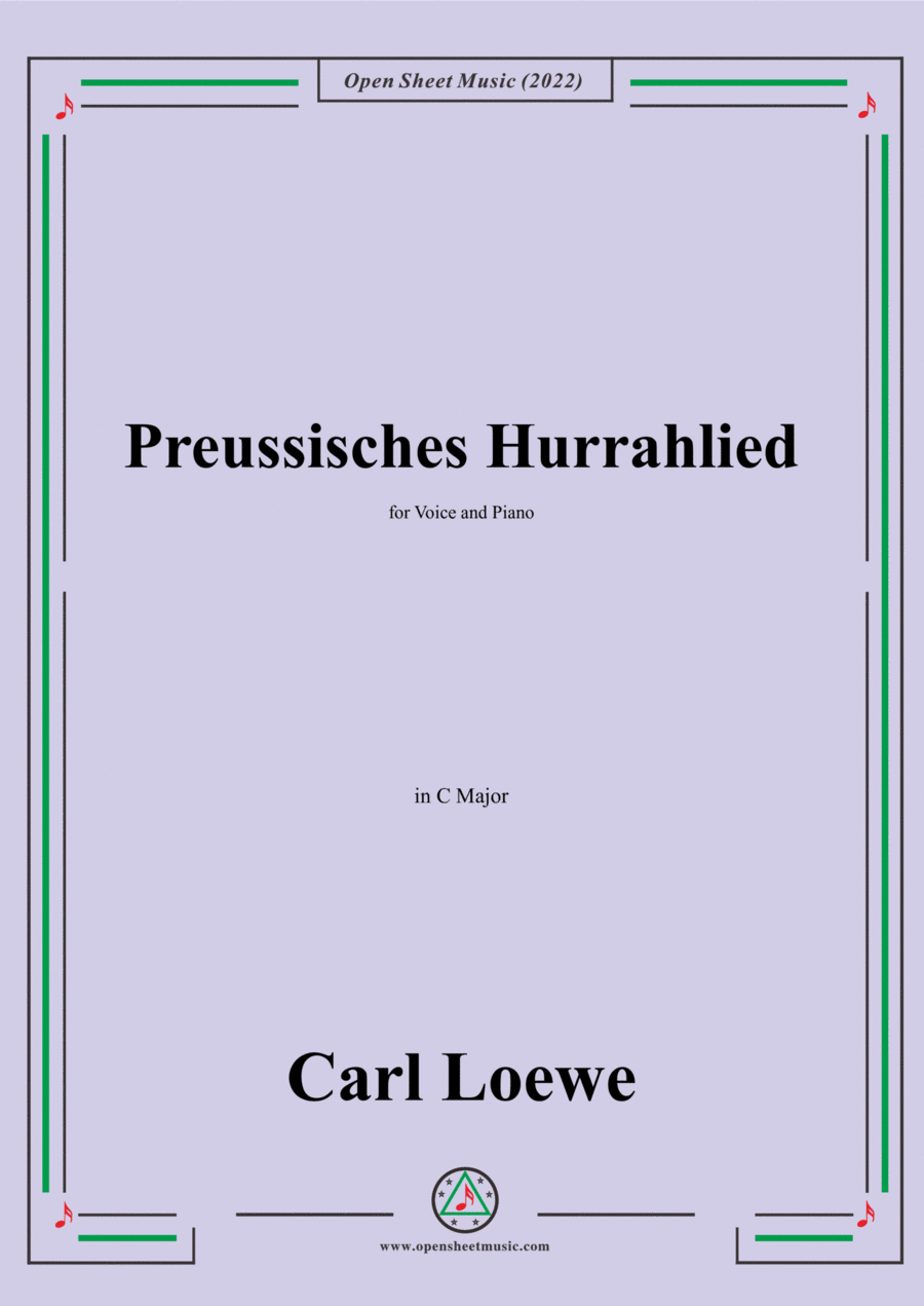 Loewe-Preussisches Hurrahlied,in C Major,for Voice and Piano Voice Solo scores gallery preview page 1