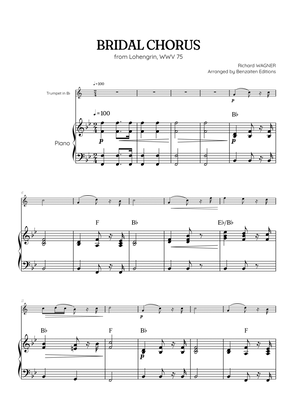 Wagner • Here Comes the Bride (Bridal Chorus) Lohengrin | trumpet & piano sheet music w/ chords