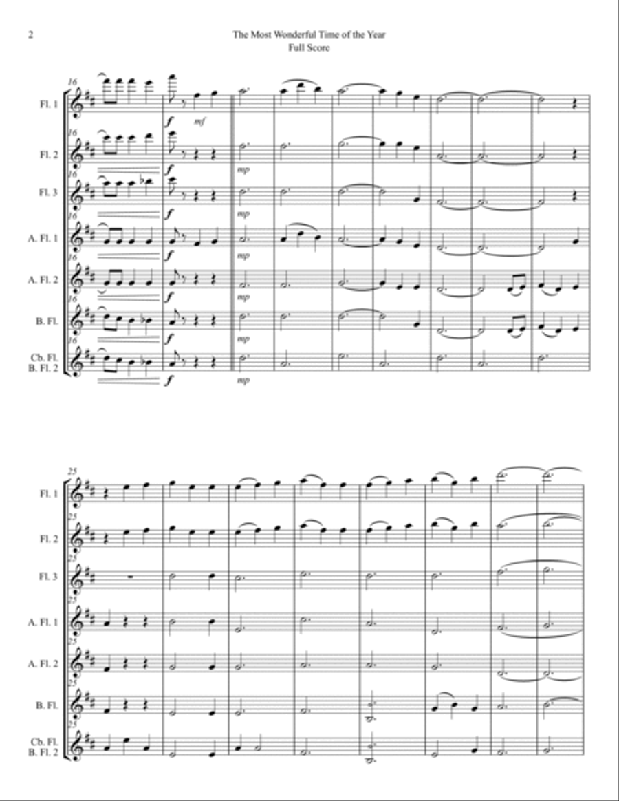 The Most Wonderful Time Of The Year Flute Choir scores gallery preview page 2