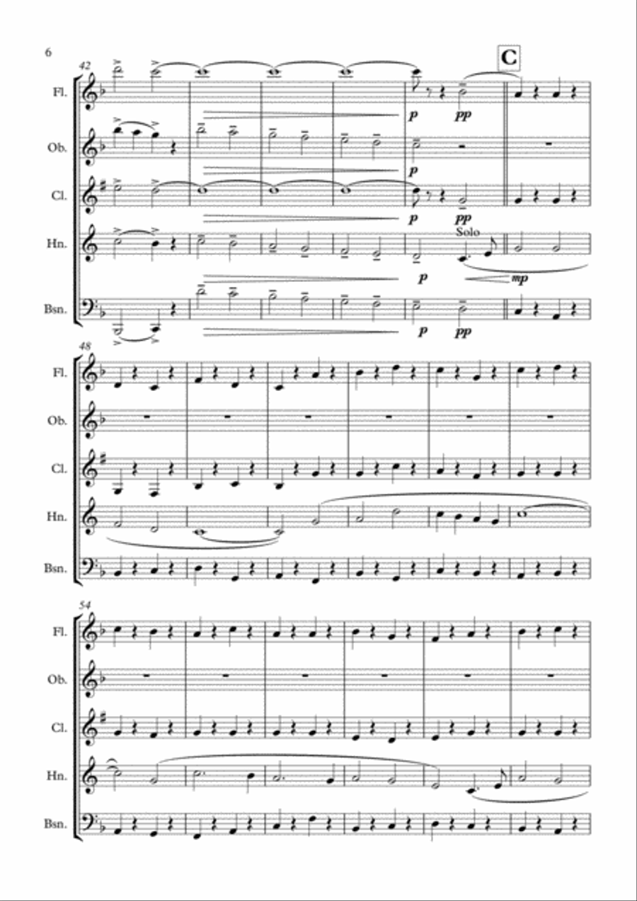 Second Suite for Military Band, I. March (Full Score and Parts) Woodwind Quintet scores gallery preview page 6