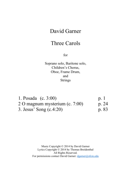 Three Carols Score and Parts image number null