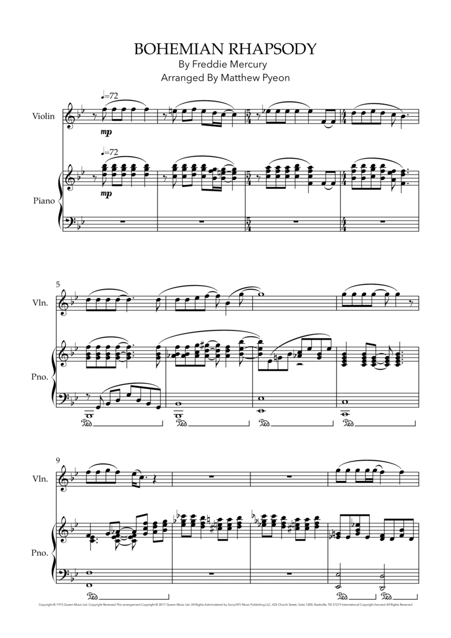 Bohemian Rhapsody Violin Solo scores gallery preview page 1