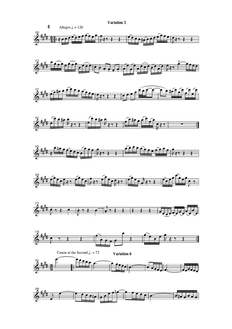 Johann Sebastian Bach/Wehage Goldberg Variations, BWV 988, arranged for SATB saxophone Quartet, alto Saxophone Quartet scores gallery preview page 4