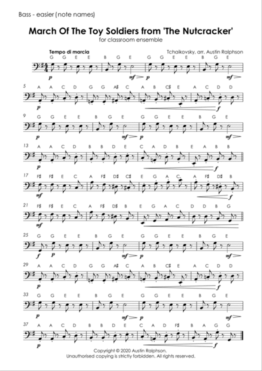 March Of The Toy Soldiers from 'The Nutcracker' with backing track - Classroom ensemble Bassoon scores gallery preview page 5