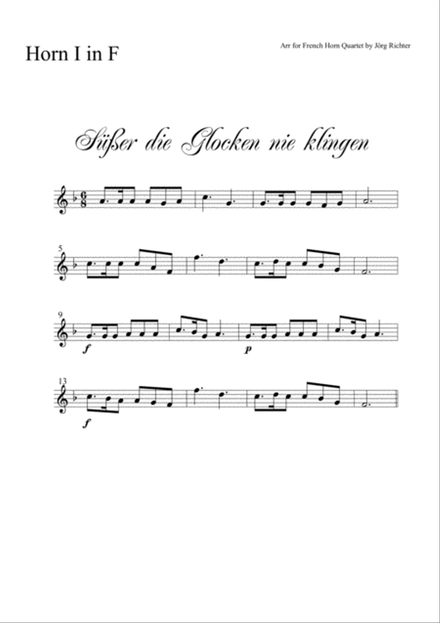 Sweeter the bells never sound (Süßer die Glocken nie klingen) for French Horn Quartet Brass Quartet scores gallery preview page 3