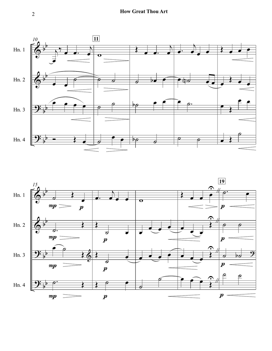 How Great Thou Art for Horn Quartet French Horn Quartet scores gallery preview page 3