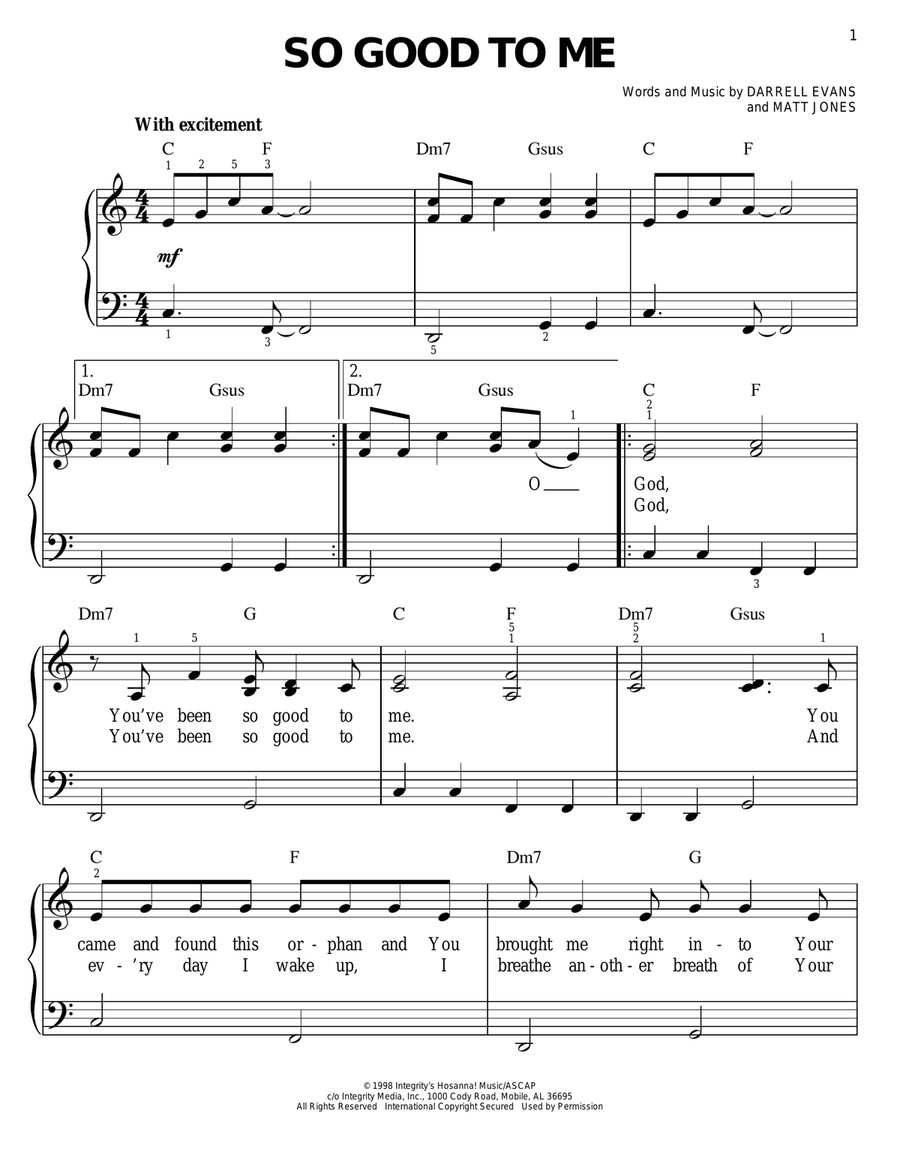 So Good To Me So Good To Me Easy Piano scores gallery preview page 1