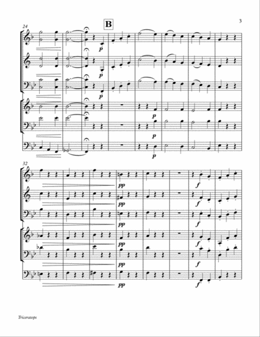 Beethoven Trio op 87, mvt. 3 Scherzo Brass Ensemble scores gallery preview page 4