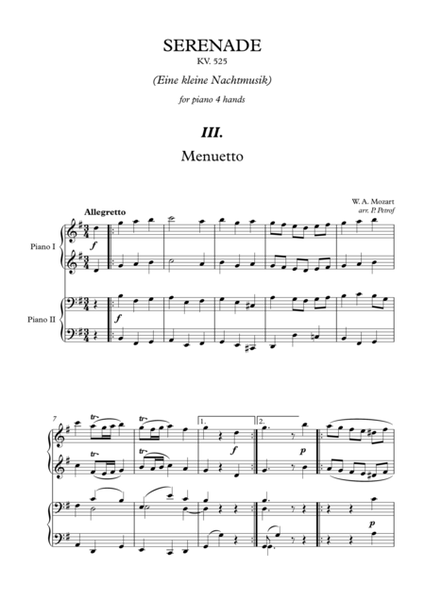 W. A. Mozart - Serenade KV. 525 ''Eine kleine Nachtmusik'' for piano 4 hands - III. mov. image number null