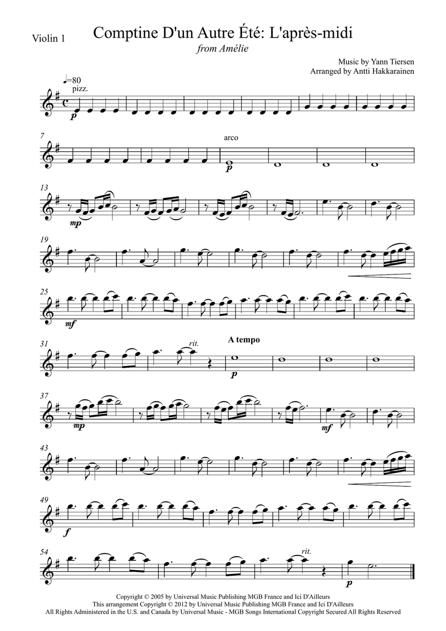 Comptine D'un Autre Été: L'après-midi String Quartet scores gallery preview page 6