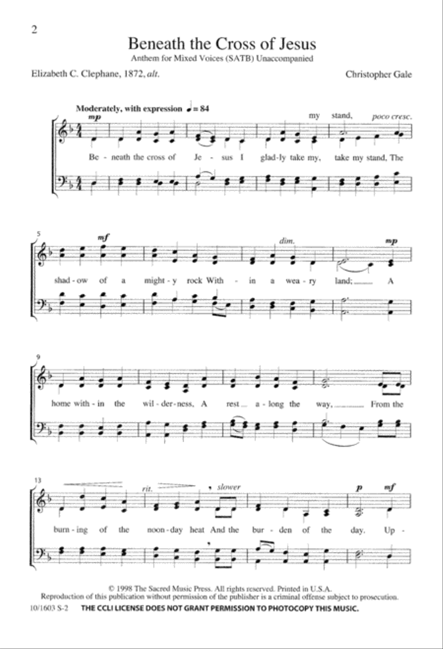 Beneath the Cross of Jesus 4-Part scores gallery preview page 2