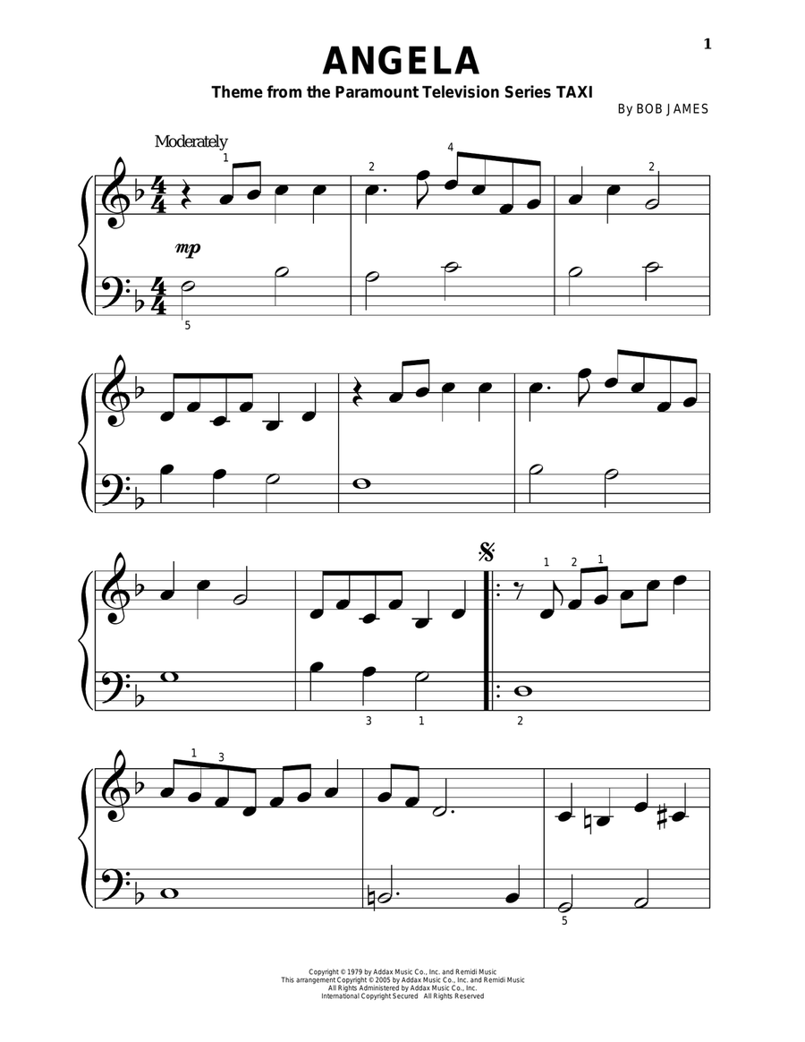 Angela Angela Piano Solo scores gallery preview page 1