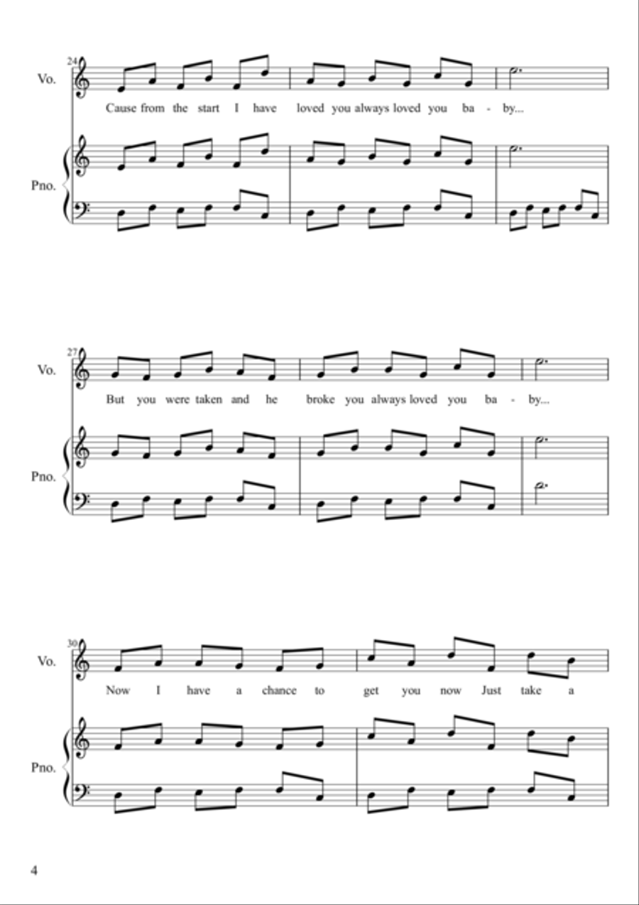 Baby (To Love Again) Piano Solo scores gallery preview page 4