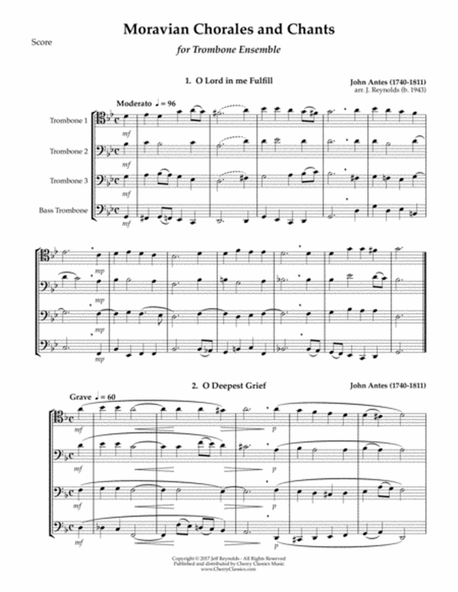 Moravian Chorales and Chants for Trombone Ensemble